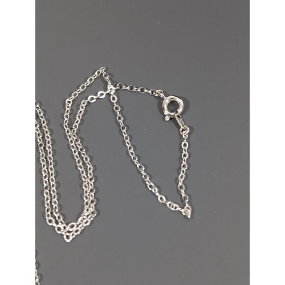 Silver Tone Initial Letter M Etched Round Pendant Necklace Monogram 18 in - Picture 6 of 8